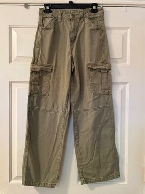 H&M Divided Womens 4 Cargo Pants Khaki Green Utility Gorpcore Streetwear Relaxed